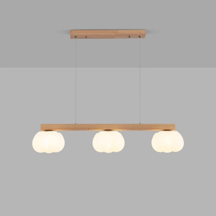 Nordic Linear Cotton Wood Chandelier 3/4-Light Island Pendant for Dining Room