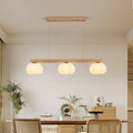 Nordic Linear Cotton Wood Chandelier 3/4-Light Island Pendant for Dining Room