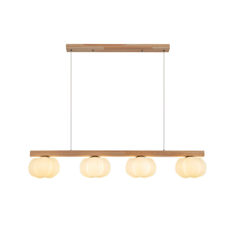 Nordic Linear Cotton Wood Chandelier 3/4-Light Island Pendant for Dining Room