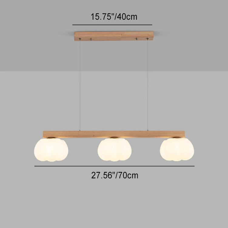 Nordic Linear Cotton Wood Chandelier 3/4-Light Island Pendant for Dining Room