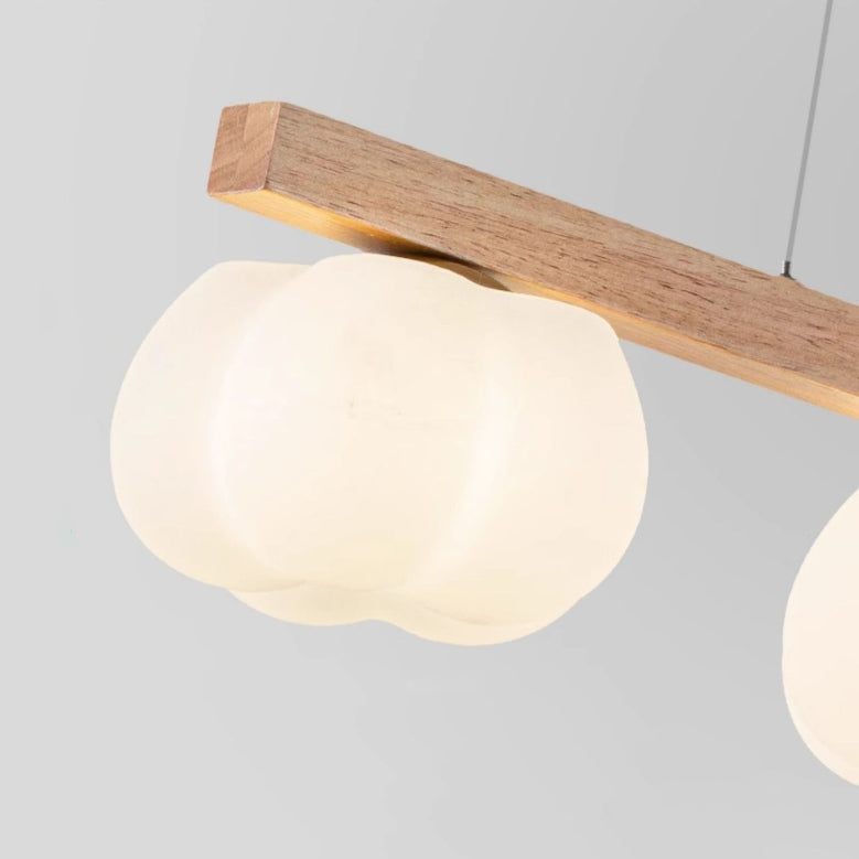 Nordic Linear Cotton Wood Chandelier 3/4-Light Island Pendant for Dining Room