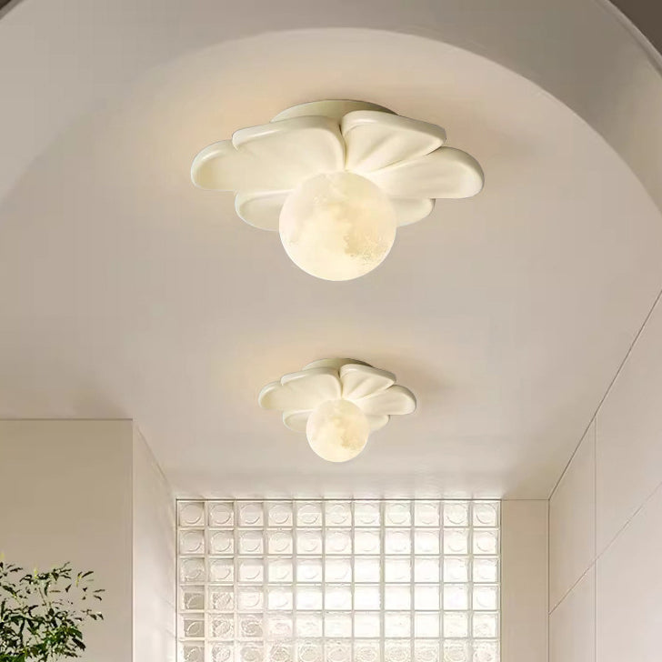 Contemporary Floral Cream Semi-Flush Mount Light for Hallway  

Elevate your hallway with this stunning contemporary cream floral ball semi-flush mount light. Crafted from durable iron and resin, its elegant design showcases a beautiful floral pattern, ad