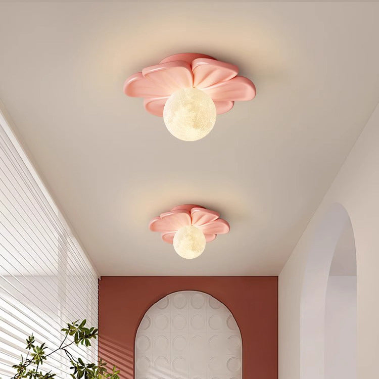 Contemporary Floral Cream Semi-Flush Mount Light for Hallway  

Elevate your hallway with this stunning contemporary cream floral ball semi-flush mount light. Crafted from durable iron and resin, its elegant design showcases a beautiful floral pattern, ad