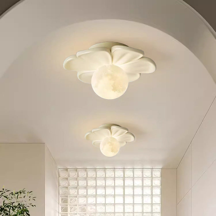 Contemporary Floral Cream Semi-Flush Mount Light for Hallway  

Elevate your hallway with this stunning contemporary cream floral ball semi-flush mount light. Crafted from durable iron and resin, its elegant design showcases a beautiful floral pattern, ad