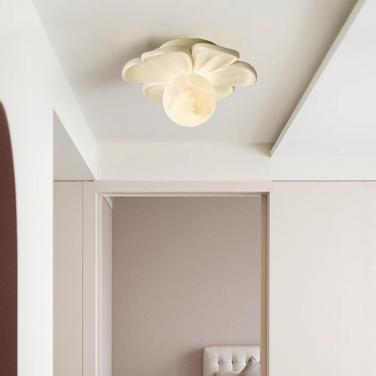 Contemporary Floral Cream Semi-Flush Mount Light for Hallway  

Elevate your hallway with this stunning contemporary cream floral ball semi-flush mount light. Crafted from durable iron and resin, its elegant design showcases a beautiful floral pattern, ad