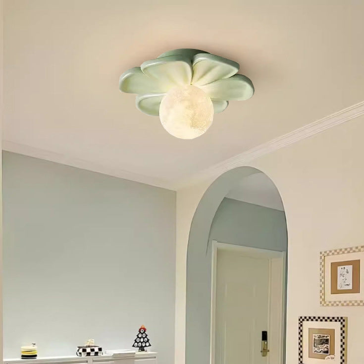 Contemporary Floral Cream Semi-Flush Mount Light for Hallway  

Elevate your hallway with this stunning contemporary cream floral ball semi-flush mount light. Crafted from durable iron and resin, its elegant design showcases a beautiful floral pattern, ad