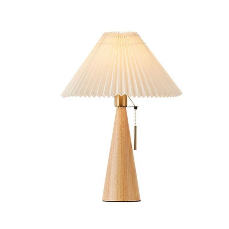 Contemporary Nordic Pleated Drum Shape Table Lamp - 1-Light Iron Fabric Bedroom Lamp