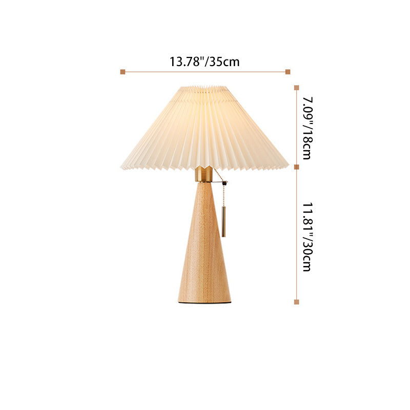Contemporary Nordic Pleated Drum Shape Table Lamp - 1-Light Iron Fabric Bedroom Lamp