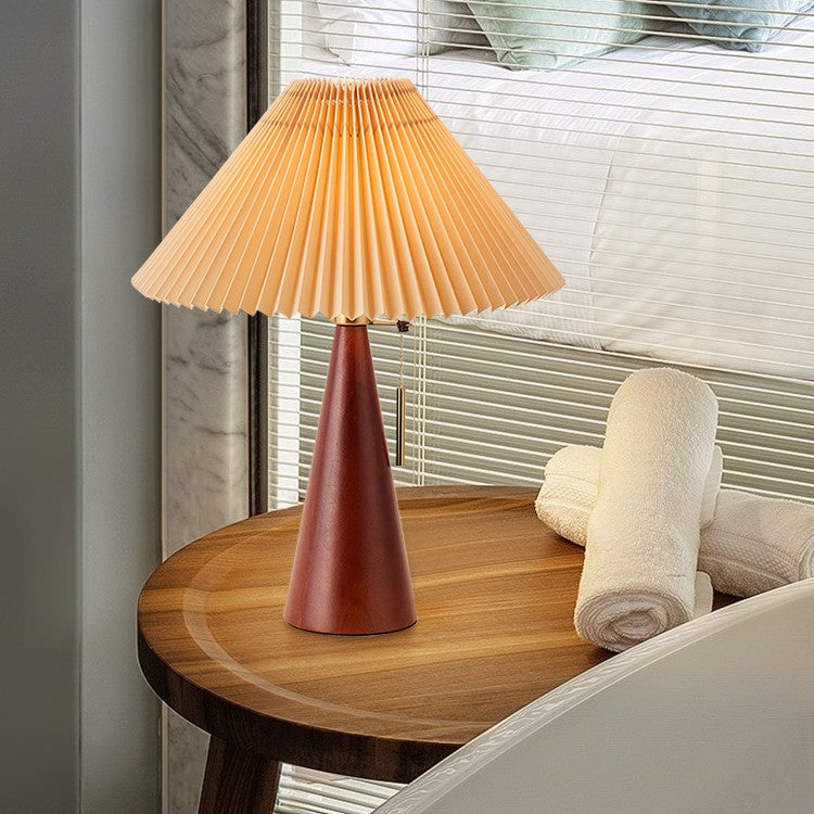 Contemporary Nordic Pleated Drum Shape Table Lamp - 1-Light Iron Fabric Bedroom Lamp