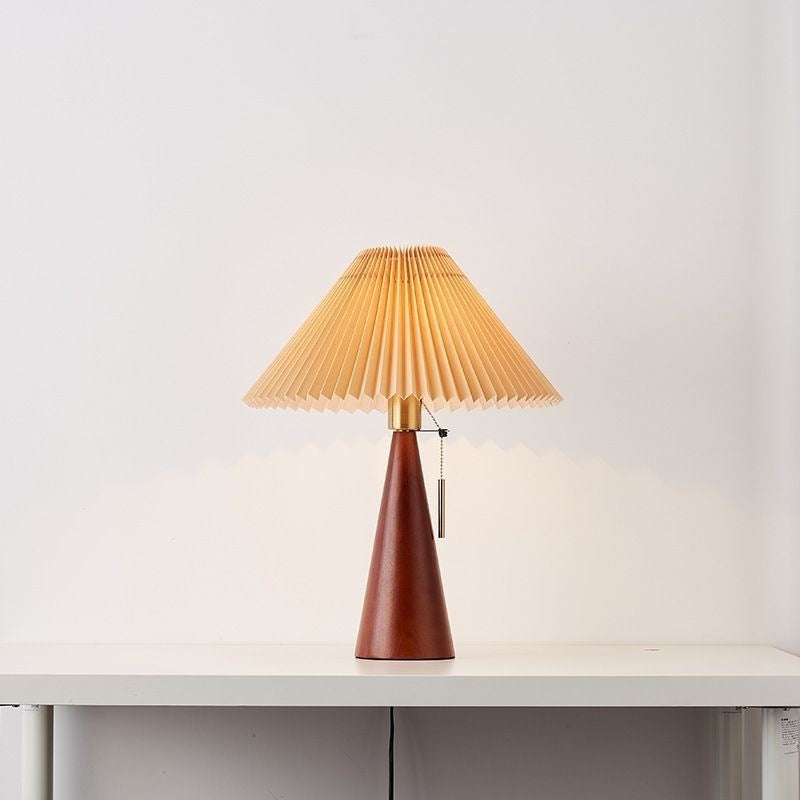 Contemporary Nordic Zipper Switch Pleated Drum Shape Fabric Iron 1-Light Table Lamp for Bedroom - Modern Table Lamp, Nordic Lamp Design, Bedroom Lighting, Pleated Fabric Shade Lamp, Iron Base Lamp, Stylish Home Decor, Unique Table Lighting Solutions, Acce