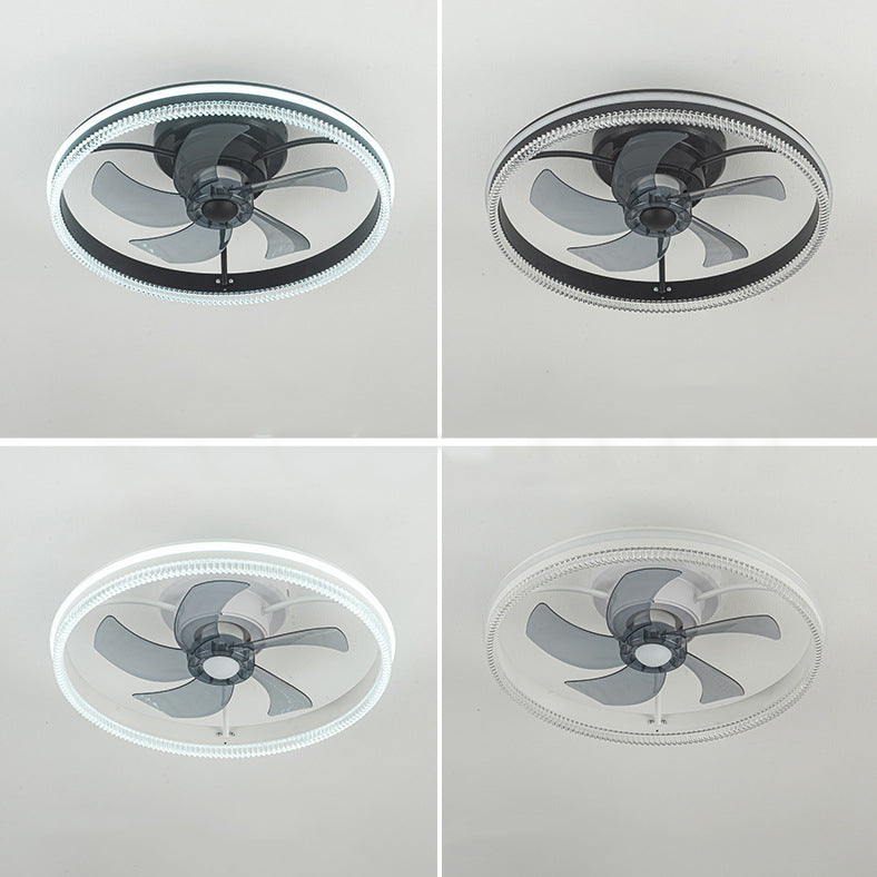 Contemporary Nordic LED Ceiling Fan Light - Round Aluminum Acrylic Design for Bedroom