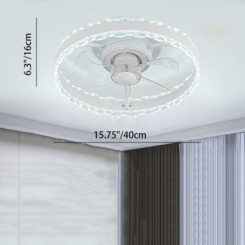 Contemporary Nordic LED Ceiling Fan Light - Round Aluminum Acrylic Design for Bedroom