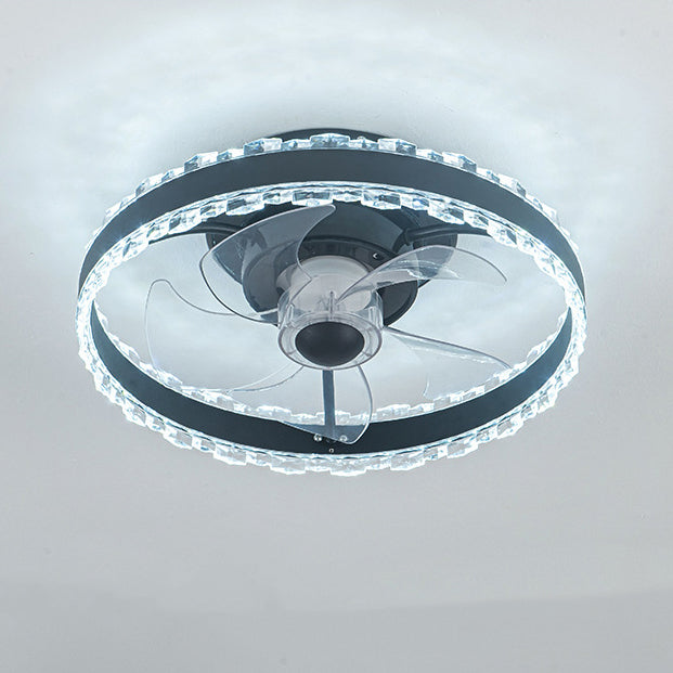 Contemporary Nordic LED Ceiling Fan Light - Round Aluminum Acrylic Design for Bedroom