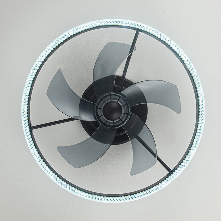Contemporary Nordic LED Ceiling Fan Light - Round Aluminum Acrylic Design for Bedroom