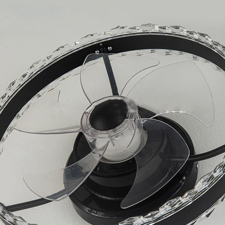 Contemporary Nordic LED Ceiling Fan Light - Round Aluminum Acrylic Design for Bedroom