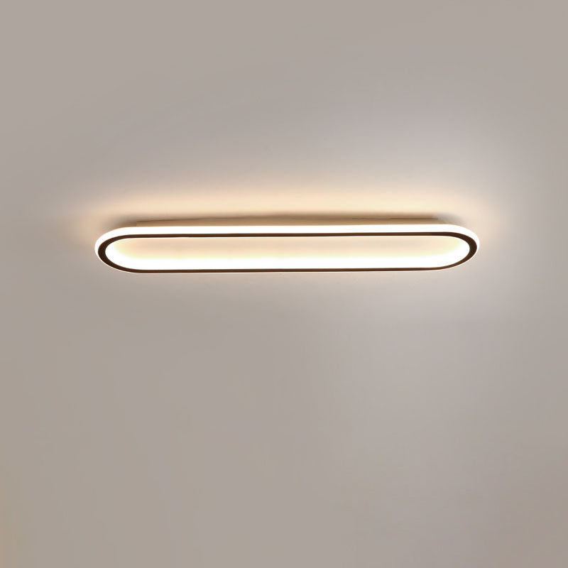 Modern Minimalist LED Flush Mount Ceiling Light for Bedroom - Linear Design, Iron, Aluminum, and Silicone Construction