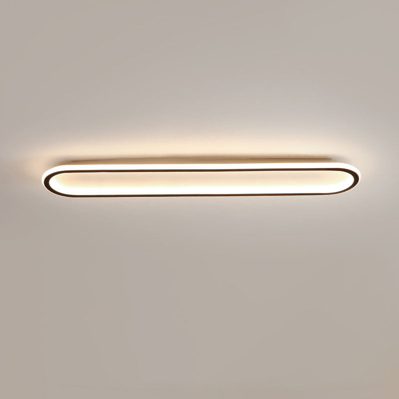 Modern Minimalist LED Flush Mount Ceiling Light for Bedroom - Linear Design, Iron, Aluminum, and Silicone Construction