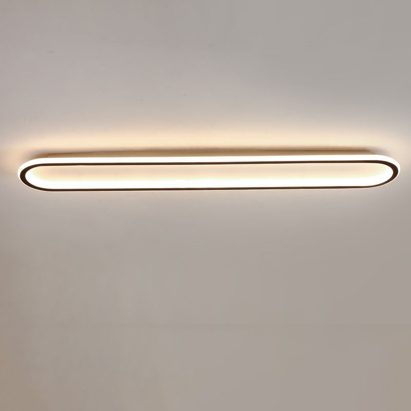 Modern Minimalist LED Flush Mount Ceiling Light for Bedroom - Linear Design, Iron, Aluminum, and Silicone Construction