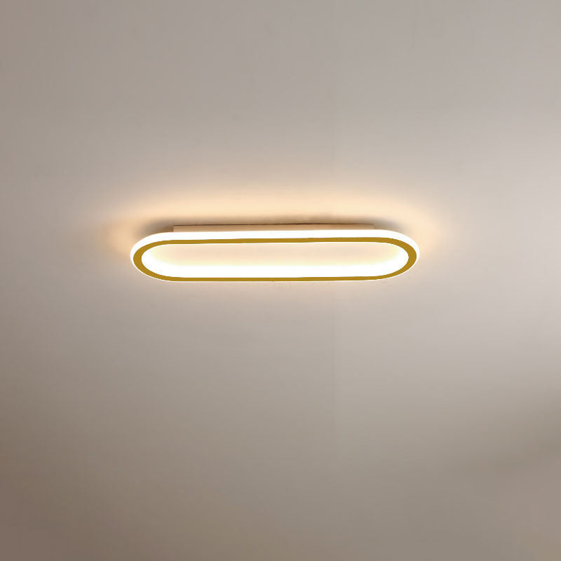 Modern Minimalist LED Flush Mount Ceiling Light for Bedroom - Linear Design, Iron, Aluminum, and Silicone Construction