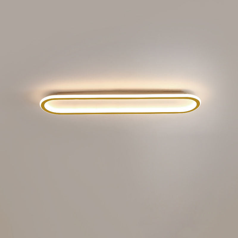 Modern Minimalist LED Flush Mount Ceiling Light for Bedroom - Linear Design, Iron, Aluminum, and Silicone Construction