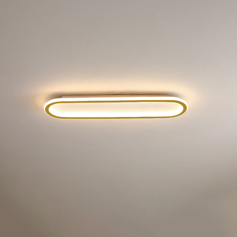 Modern Minimalist LED Flush Mount Ceiling Light for Bedroom - Linear Design, Iron, Aluminum, and Silicone Construction