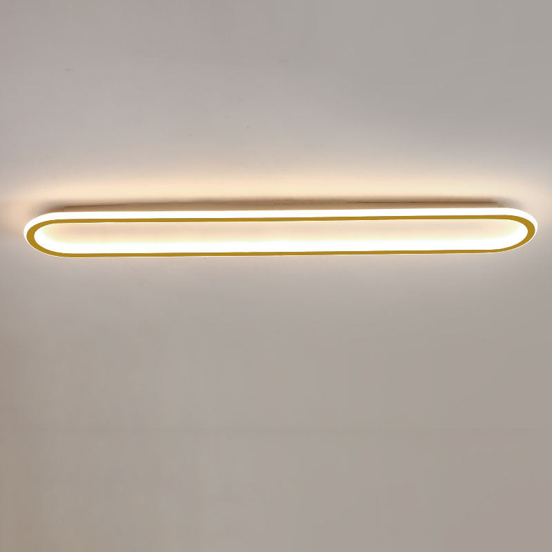 Modern Minimalist LED Flush Mount Ceiling Light for Bedroom - Linear Design, Iron, Aluminum, and Silicone Construction