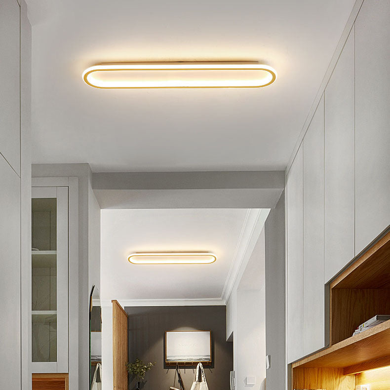Modern Minimalist LED Flush Mount Ceiling Light for Bedroom - Linear Design, Iron, Aluminum, and Silicone Construction