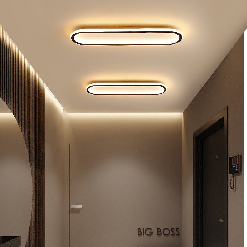 Modern Minimalist LED Flush Mount Ceiling Light for Bedroom - Linear Design, Iron, Aluminum, and Silicone Construction