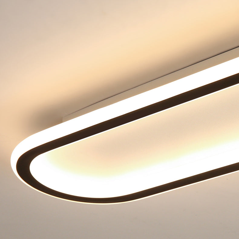 Modern Minimalist LED Flush Mount Ceiling Light for Bedroom - Linear Design, Iron, Aluminum, and Silicone Construction