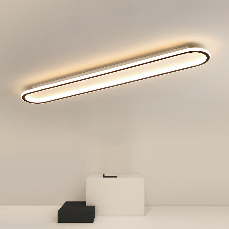 Modern Minimalist LED Flush Mount Ceiling Light for Bedroom - Linear Design, Iron, Aluminum, and Silicone Construction