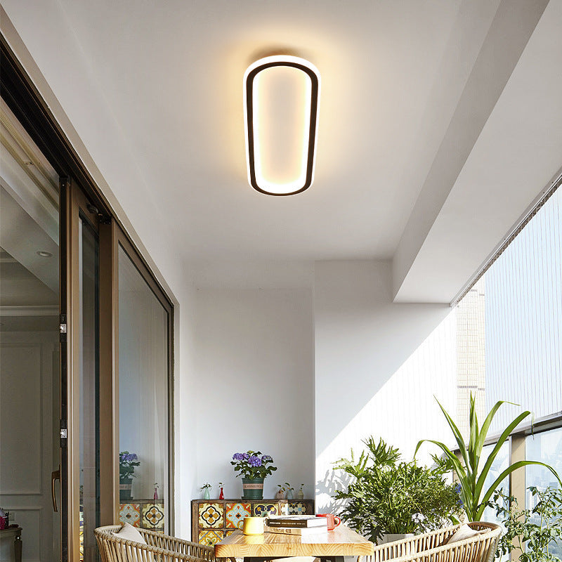 Modern Minimalist LED Flush Mount Ceiling Light for Bedroom - Linear Design, Iron, Aluminum, and Silicone Construction