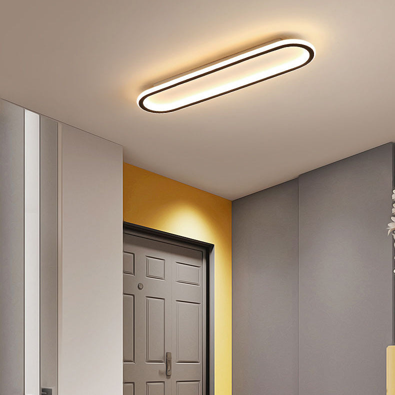 Modern Minimalist LED Flush Mount Ceiling Light for Bedroom - Linear Design, Iron, Aluminum, and Silicone Construction