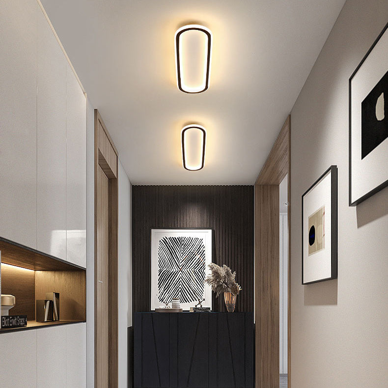 Modern Minimalist LED Flush Mount Ceiling Light for Bedroom - Linear Design, Iron, Aluminum, and Silicone Construction