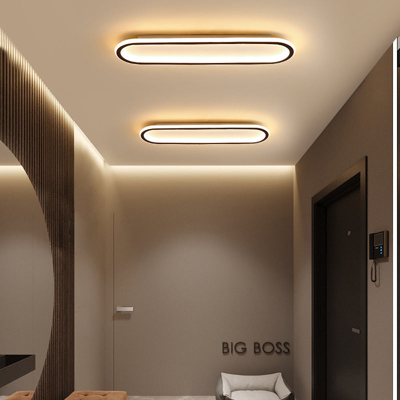 Modern Minimalist LED Flush Mount Ceiling Light for Bedroom - Linear Design, Iron, Aluminum, and Silicone Construction