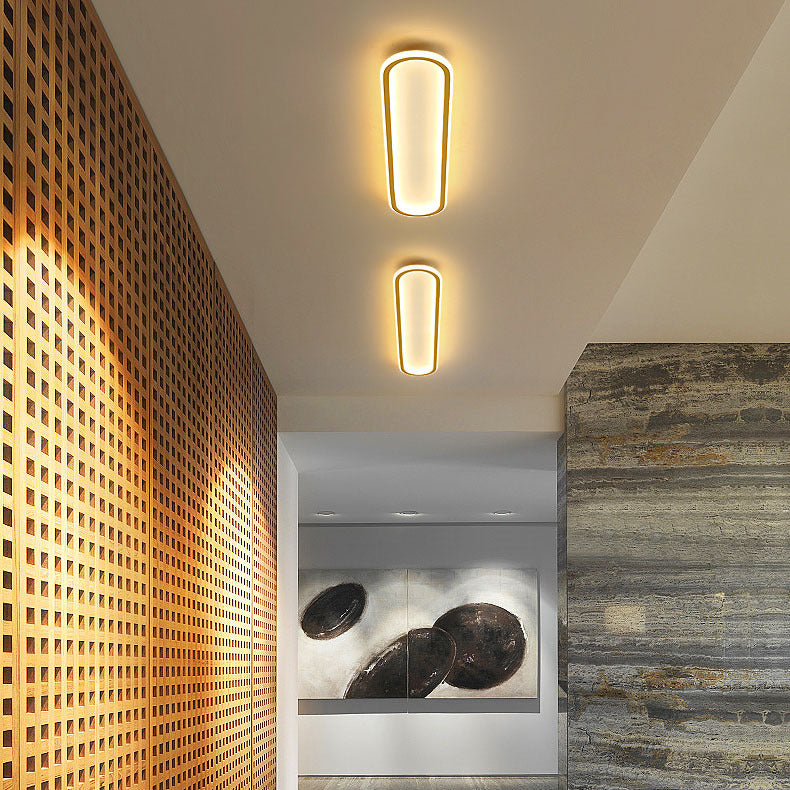 Modern Minimalist LED Flush Mount Ceiling Light for Bedroom - Linear Design, Iron, Aluminum, and Silicone Construction