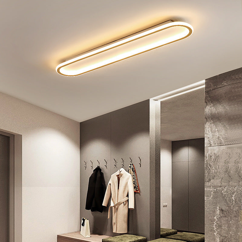 Modern Minimalist LED Flush Mount Ceiling Light for Bedroom - Linear Design, Iron, Aluminum, and Silicone Construction