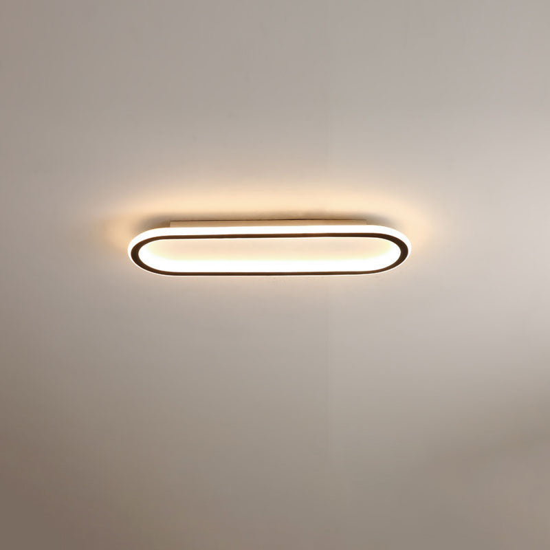 Modern Minimalist LED Flush Mount Ceiling Light for Bedroom - Linear Design, Iron, Aluminum, and Silicone Construction