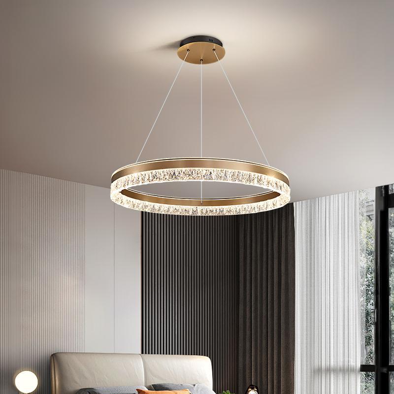 Modern Luxury Circle Acrylic Aluminum LED Chandelier for Living Room