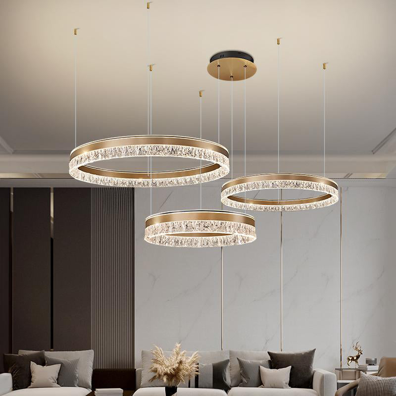 Modern Luxury Circle Acrylic Aluminum LED Chandelier for Living Room