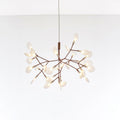 Contemporary Round Branch Firefly LED Chandelier - Acrylic & Stainless Steel for Bedroom Lighting