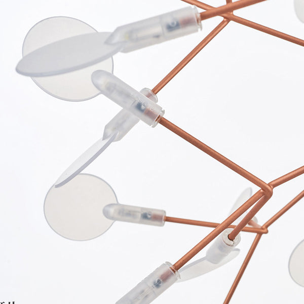 Contemporary Round Branch Firefly LED Chandelier - Acrylic & Stainless Steel for Bedroom Lighting