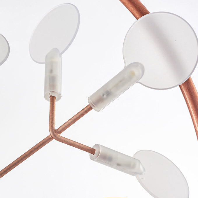 Contemporary Round Branch Firefly LED Chandelier - Acrylic & Stainless Steel for Bedroom Lighting