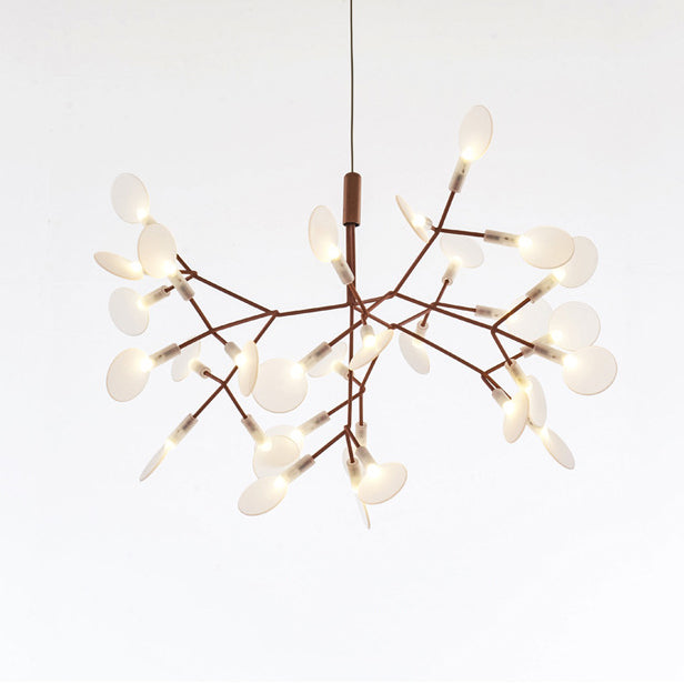 Contemporary Round Branch Firefly LED Chandelier - Acrylic & Stainless Steel for Bedroom Lighting