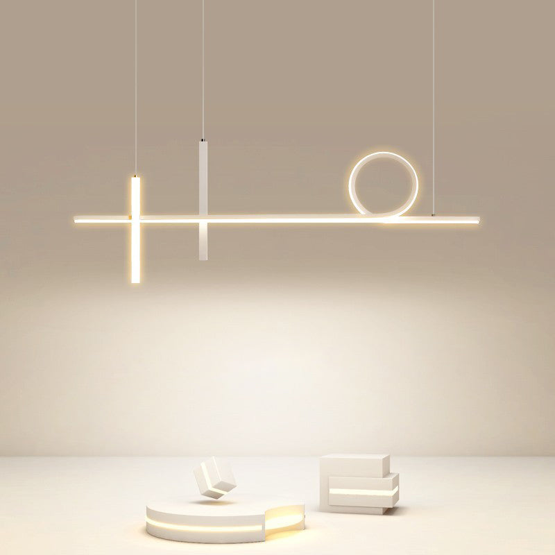 Modern Minimalist LED Chandelier - Long Strip Circle Acrylic Island Light for Dining Room