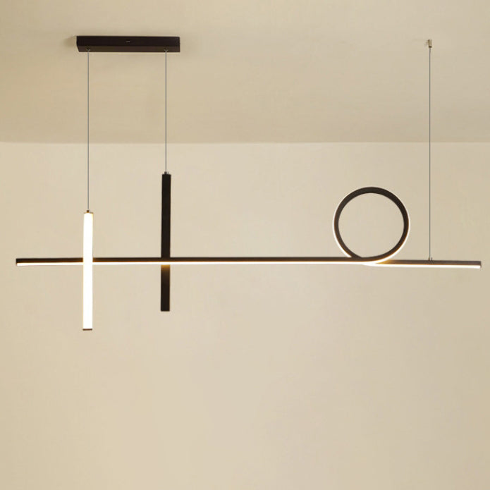 Modern Minimalist LED Chandelier - Long Strip Circle Acrylic Island Light for Dining Room