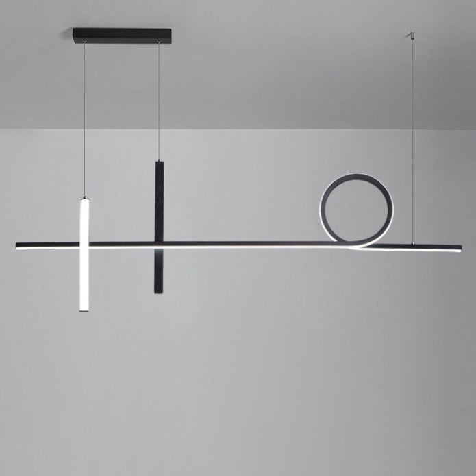 Modern Minimalist LED Chandelier - Long Strip Circle Acrylic Island Light for Dining Room
