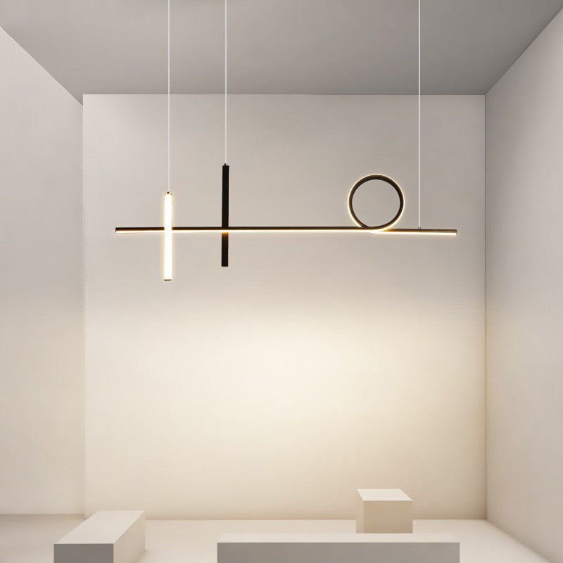 Modern Minimalist LED Chandelier - Long Strip Circle Acrylic Island Light for Dining Room