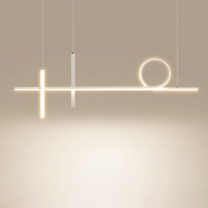 Modern Minimalist LED Chandelier - Long Strip Circle Acrylic Island Light for Dining Room