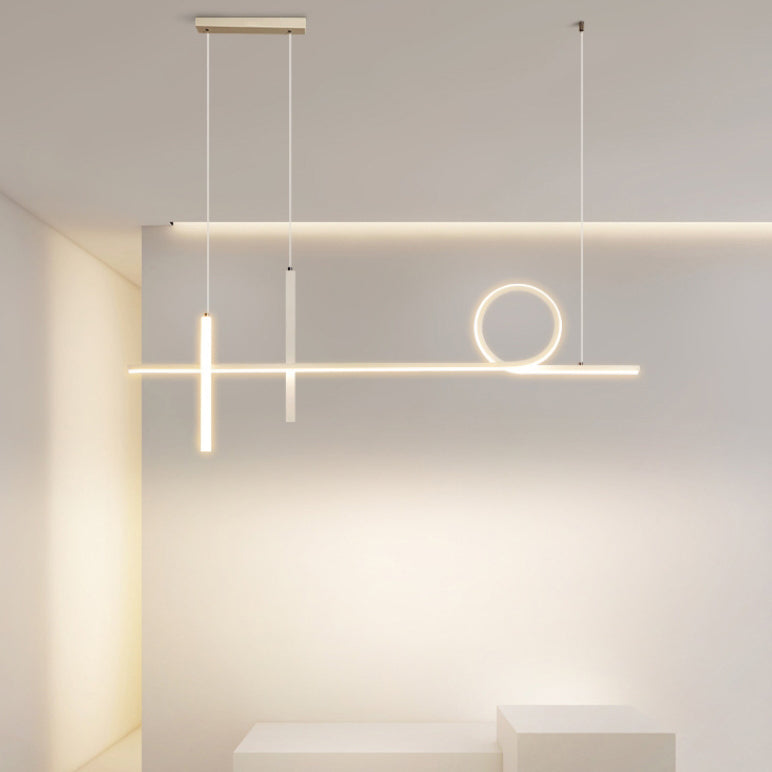 Modern Minimalist LED Chandelier - Long Strip Circle Acrylic Island Light for Dining Room