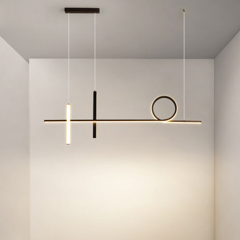 Modern Minimalist LED Chandelier - Long Strip Circle Acrylic Island Light for Dining Room